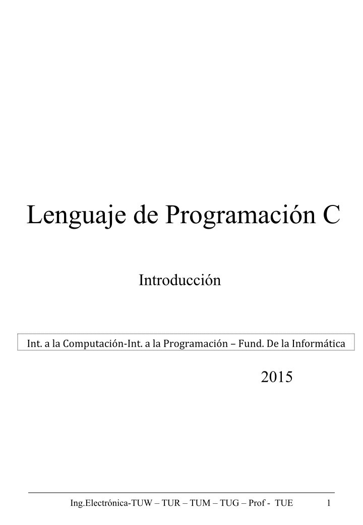 Imágen de pdf Lenguaje de Programación C - Introducción
