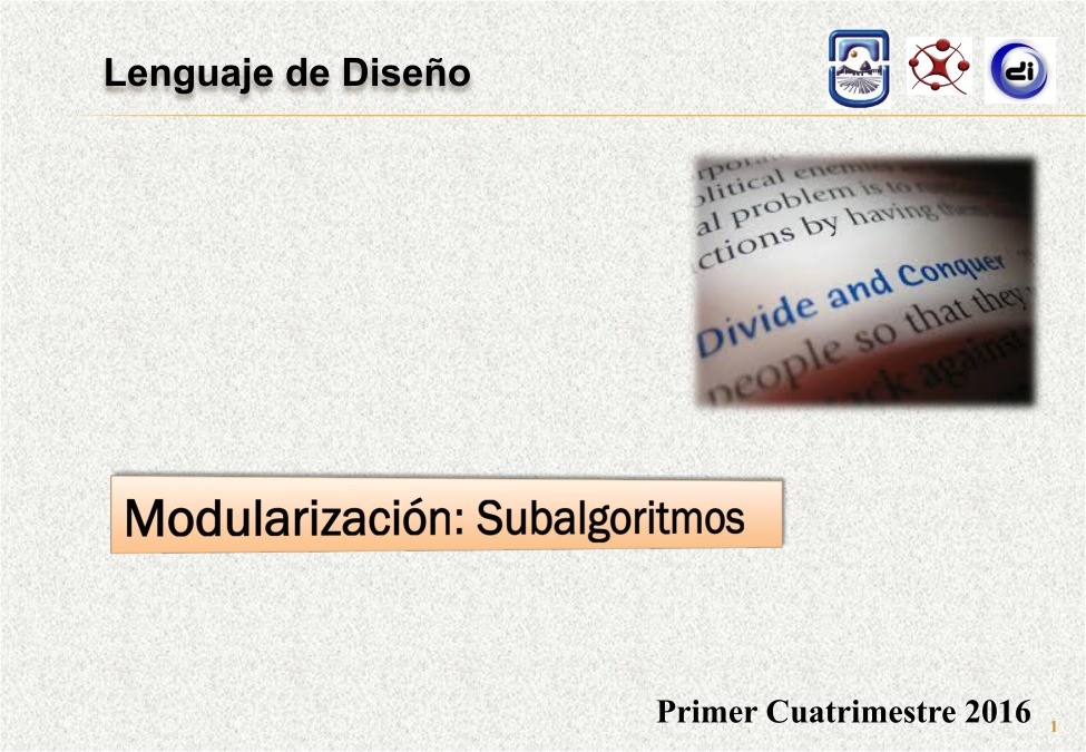 Imágen de pdf Modularización: Subalgoritmos