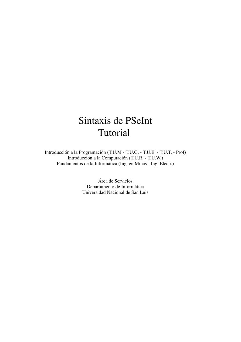 Imágen de pdf Sintaxis de PSeInt - Tutorial