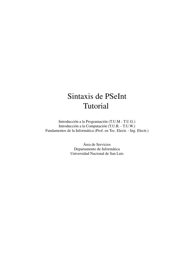 Imágen de pdf Sintaxis de PSeInt - Tutorial