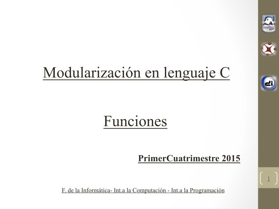 Imágen de pdf Modularización en lenguaje C - Funciones