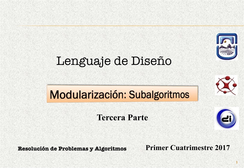 Imágen de pdf Modularización: Subalgoritmos - Lenguaje de Diseño