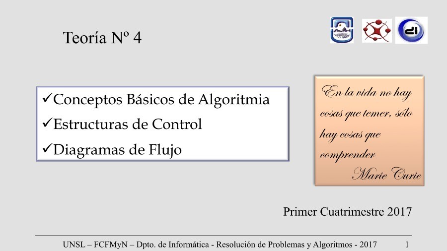 Imágen de pdf Teoría 4 - Conceptos Básicos de Algoritmia - Estructuras de Control - Diagramas de Flujo