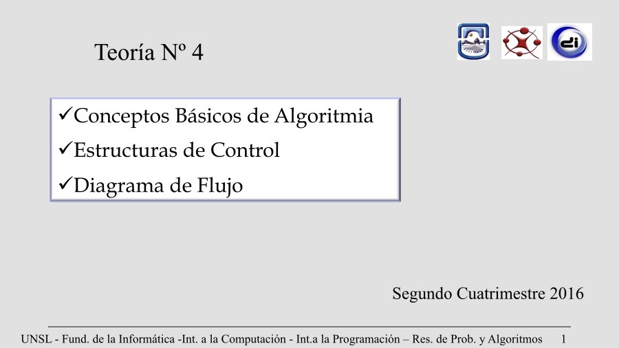 Imágen de pdf Teoría 4 - Conceptos Básicos de Algoritmia - Estructuras de Control - Diagrama de Flujo