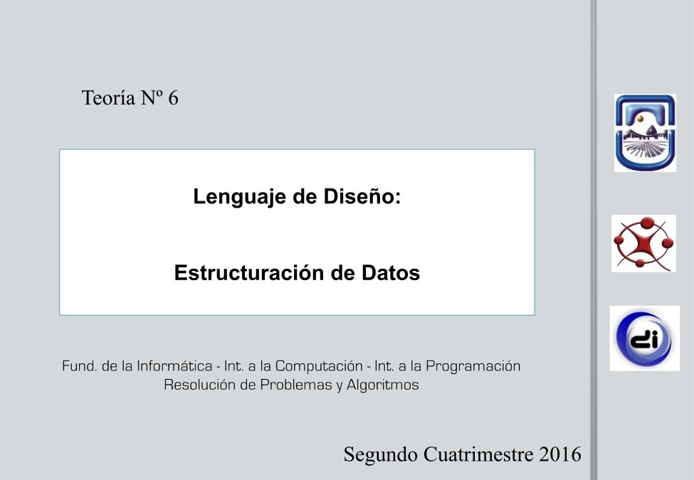 Imágen de pdf Teoría 6 - Lenguaje de Diseño: Estructuración de Datos