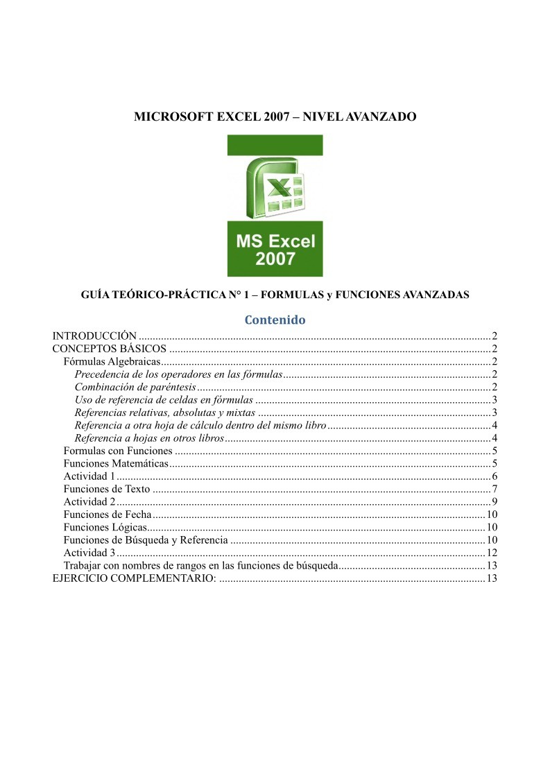 Imágen de pdf Guía Teórico-Práctica 1 - Formulas y funciones avanzadas