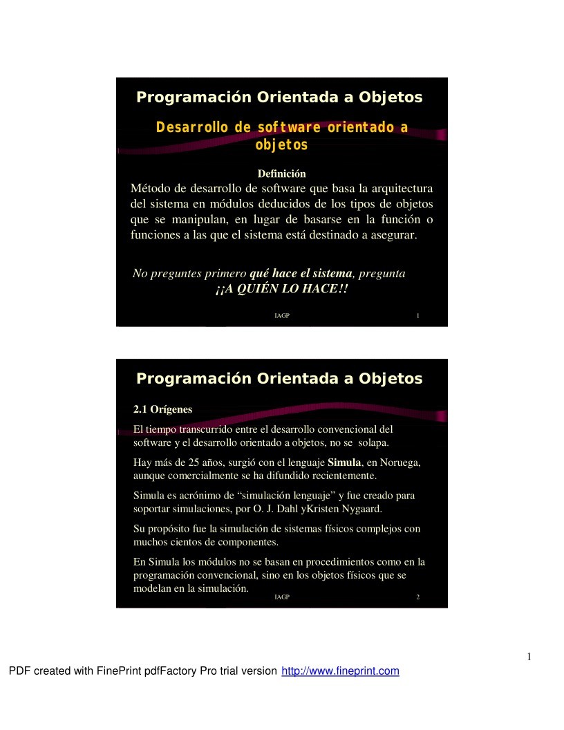 Imágen de pdf Desarrollo de software orientado a objetos - Programación Orientada a Objetos