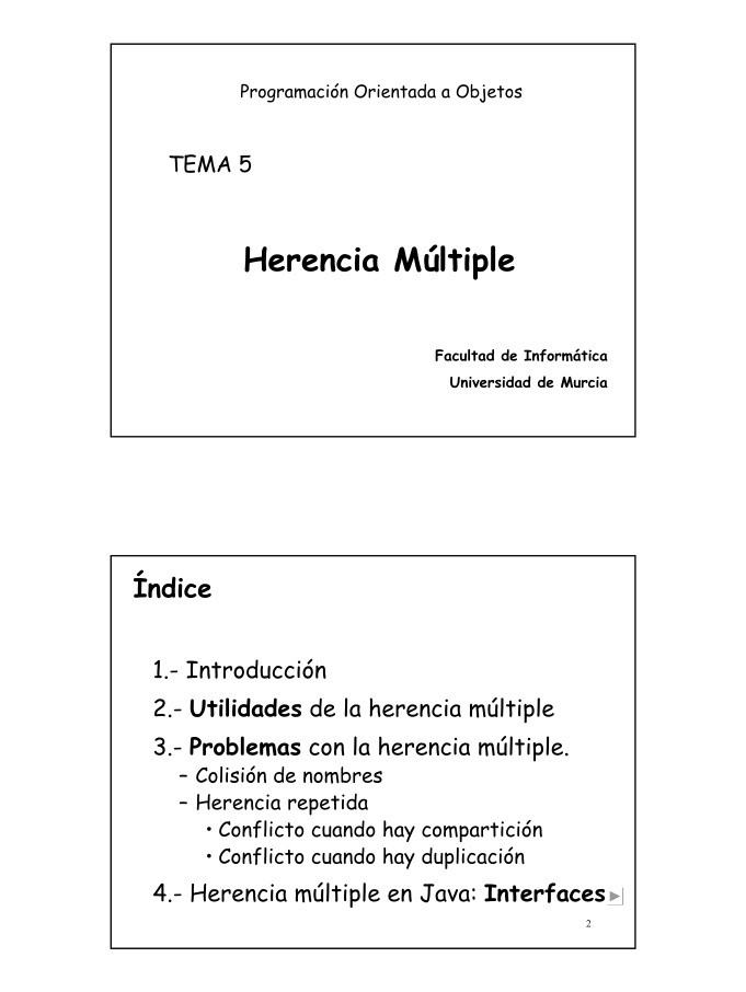 Imágen de pdf TEMA 5 Herencia Múltiple - Programación Orientada a Objetos