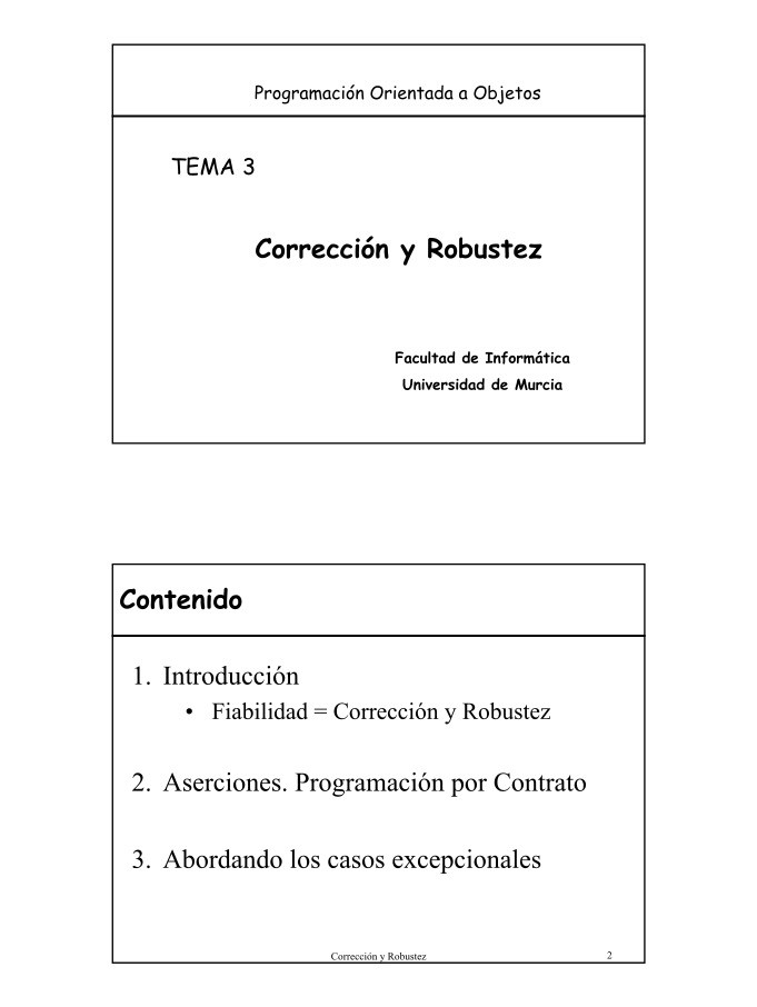 Imágen de pdf TEMA 3 Corrección y Robustez - Programación Orientada a Objetos