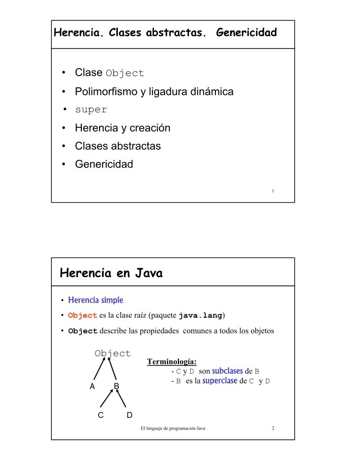 Imágen de pdf Herencia. Clases abstractas. Genericidad