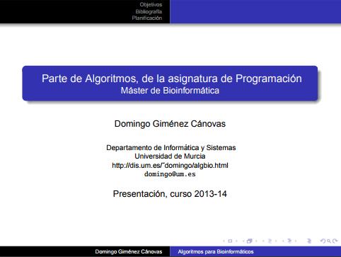 Imágen de pdf Parte de Algoritmos, de la asignatura de Programación  Máster de Bioinformática