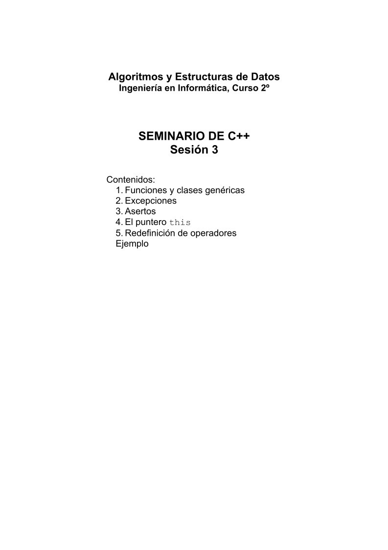 Imágen de pdf Seminario de C++ - Sesión 3 - Algoritmos y Estructuras de Dato