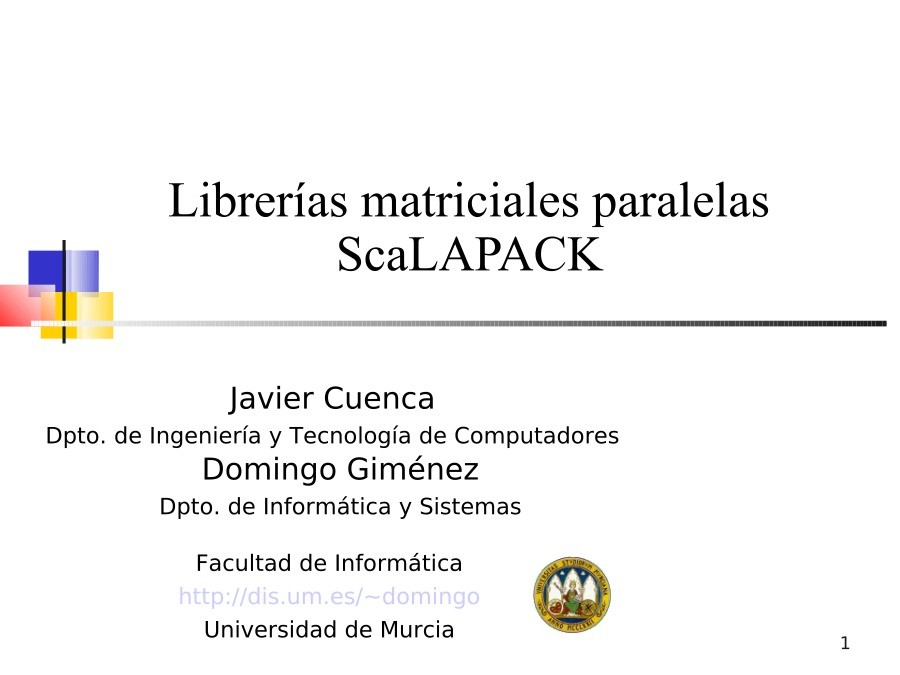 Imágen de pdf Librerías matriciales paralelas ScaLAPACK