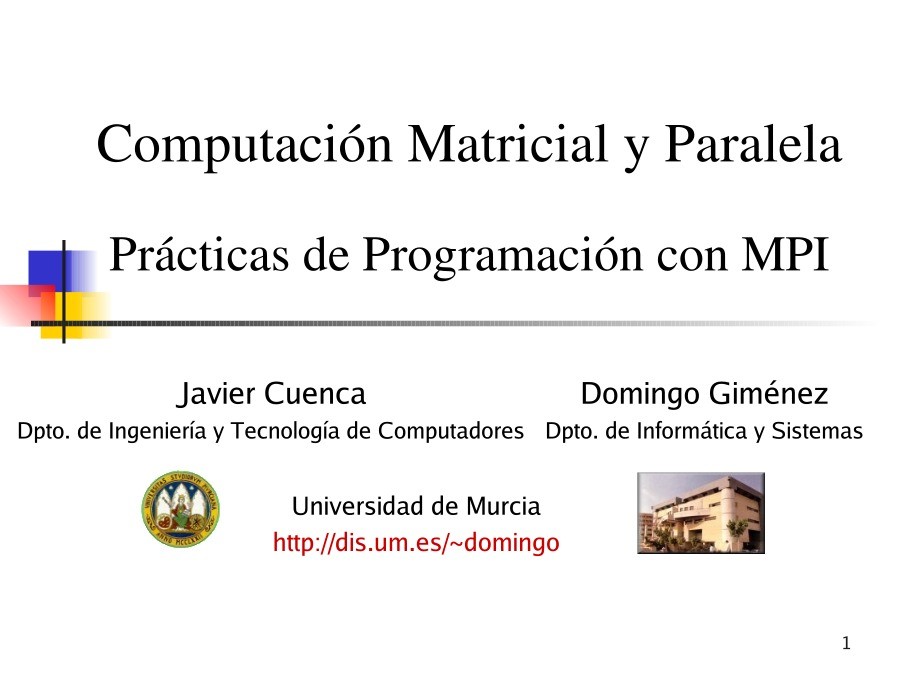Imágen de pdf Prácticas de Programación con MPI - Computación Matricial y Paralela