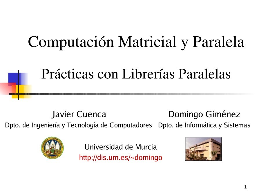 Imágen de pdf Prácticas con Librerías Paralelas - Computación Matricial y Paralela