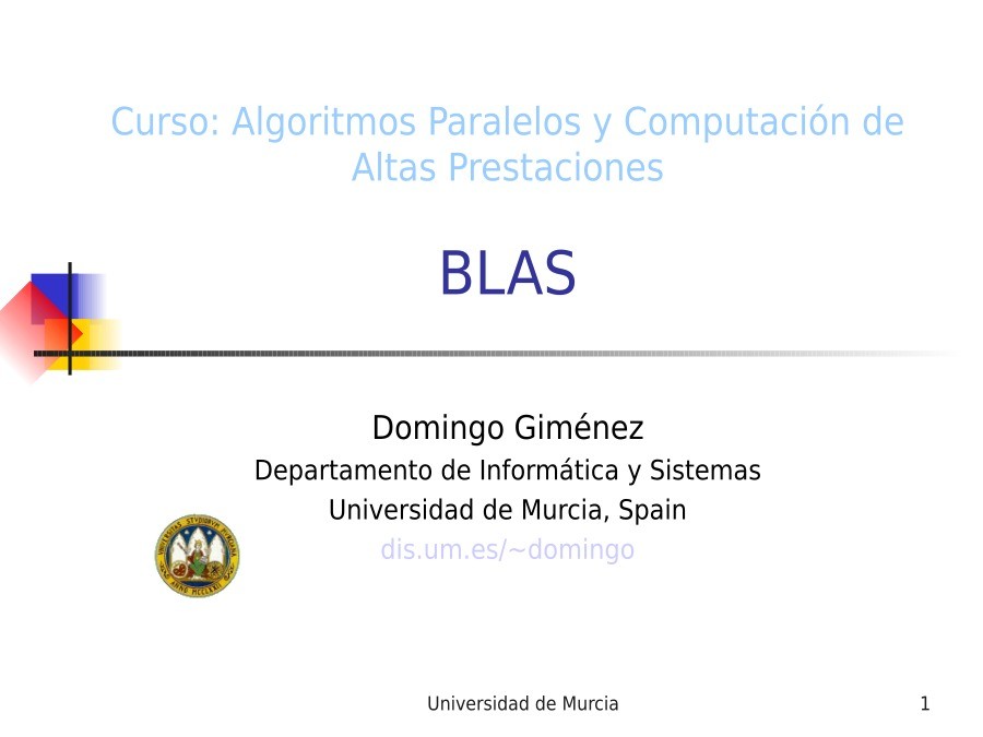 Imágen de pdf BLAS - Curso: Algoritmos Paralelos y Computación de Altas Prestaciones