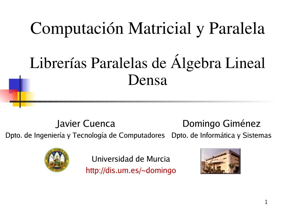 Imágen de pdf Librerías Paralelas de Álgebra Lineal Densa - Computación Matricial y Paralela