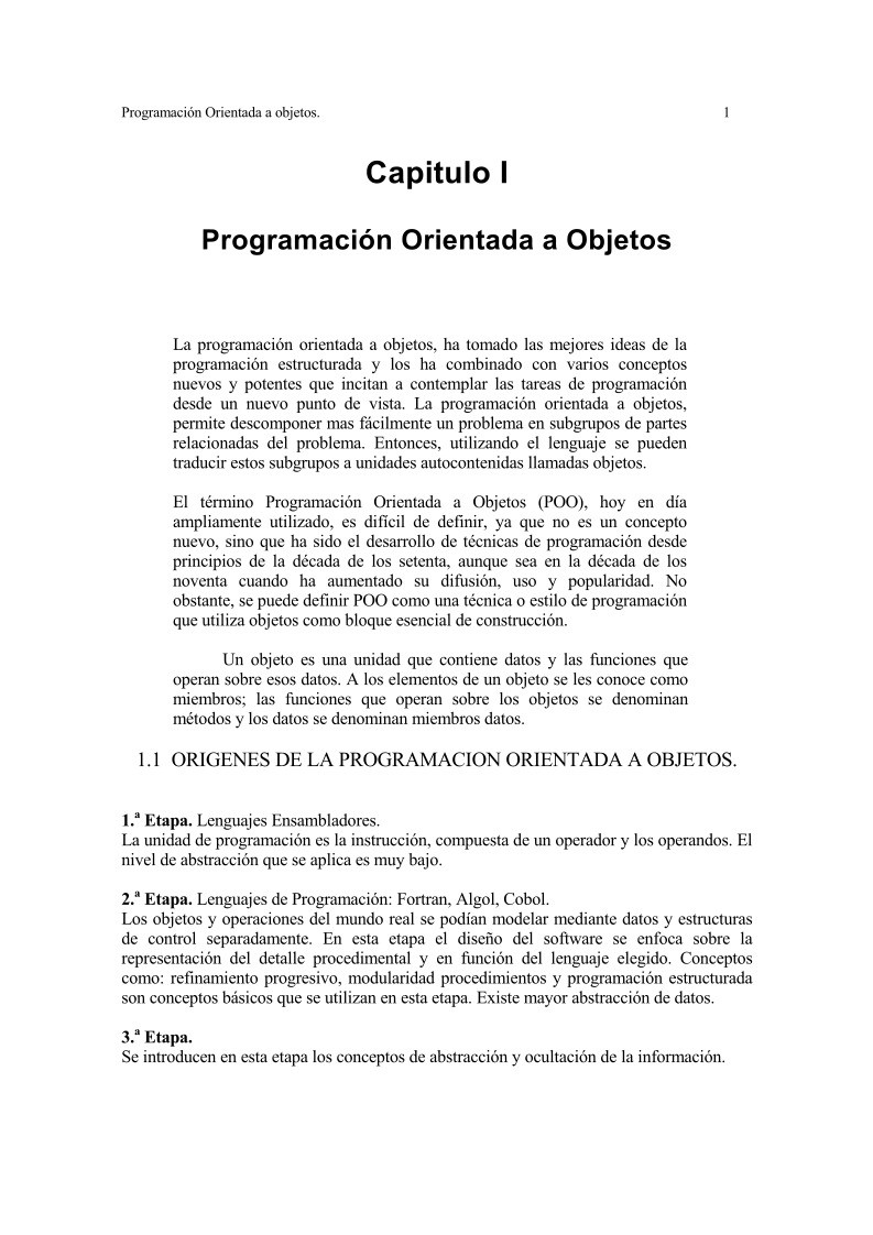 Imágen de pdf Programación Orientada a objetos - Capitulo I