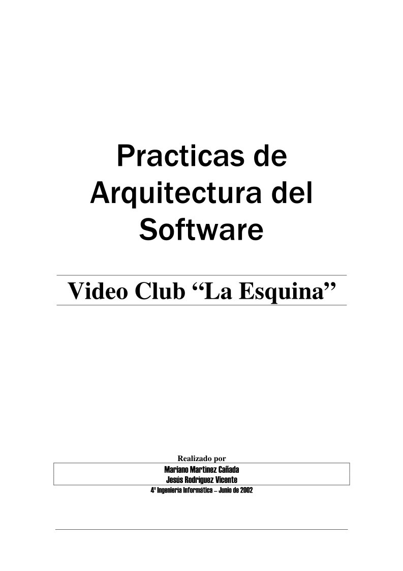 Imágen de pdf Practicas de Arquitectura del Software - Vídeo Club “La Esquina”