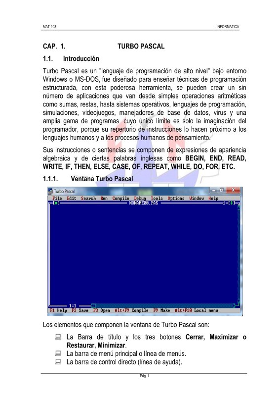 Imágen de pdf Cap. 1 - Turbo Pascal