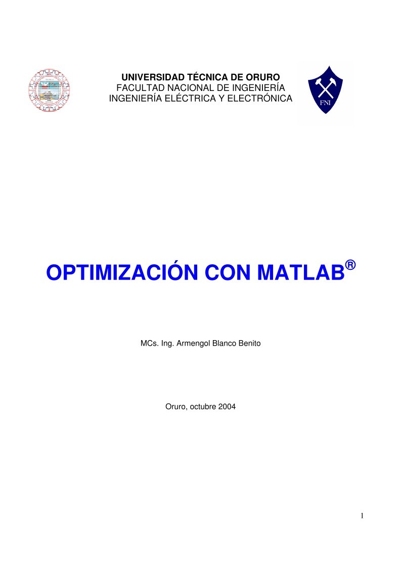 Imágen de pdf Optimización con Matlab