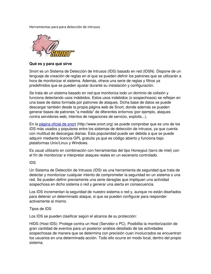 Imágen de pdf Snort - Qué es y para qué sirve