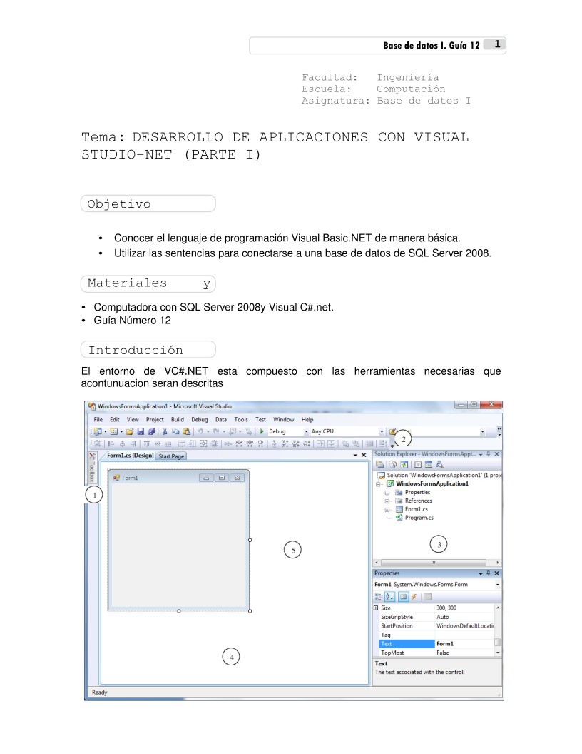 Imágen de pdf Tema: Desarrollo de aplicaciones con Visual Studio-NET (Parte I) - Base de datos I