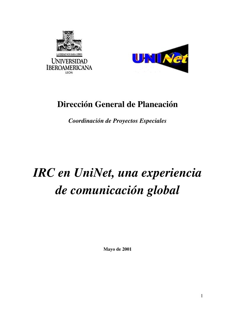 Imágen de pdf IRC en UniNet, una experiencia de comunicación global