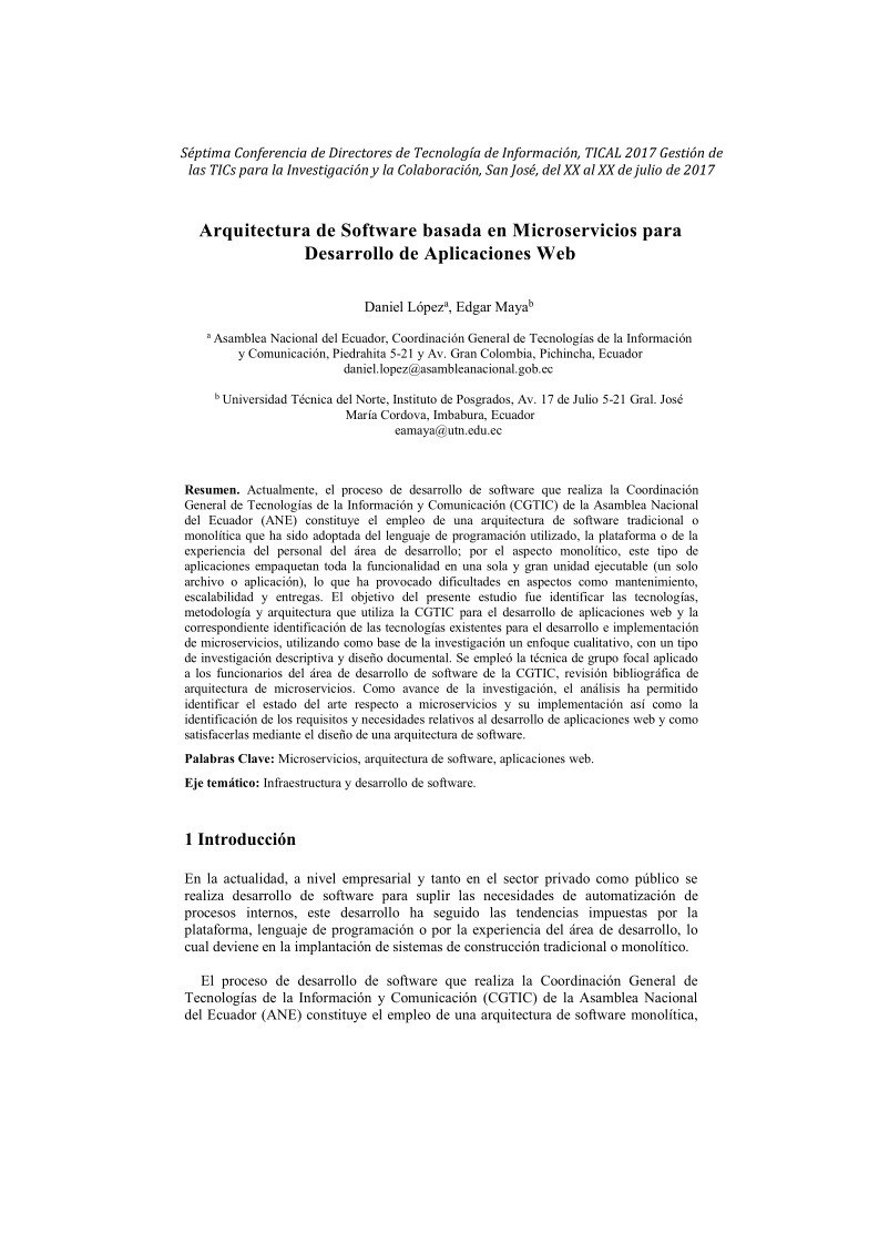 Imágen de pdf Arquitectura de Software basada en Microservicios para Desarrollo de Aplicaciones Web