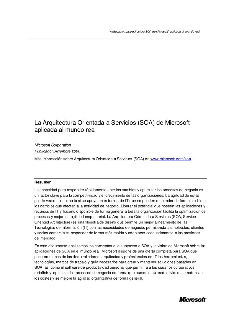 Imágen de pdf La arquitectura Orientada a Servicios (SOA) de Microsoft aplicada al mundo real