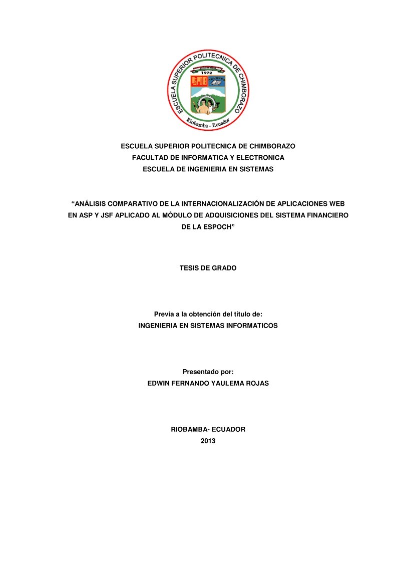 Imágen de pdf Análisis comparativo de la internacionalización de aplicaciones web en ASP y JSF aplicado al módulo de adquisiciones del sistema financiero de la Espoch