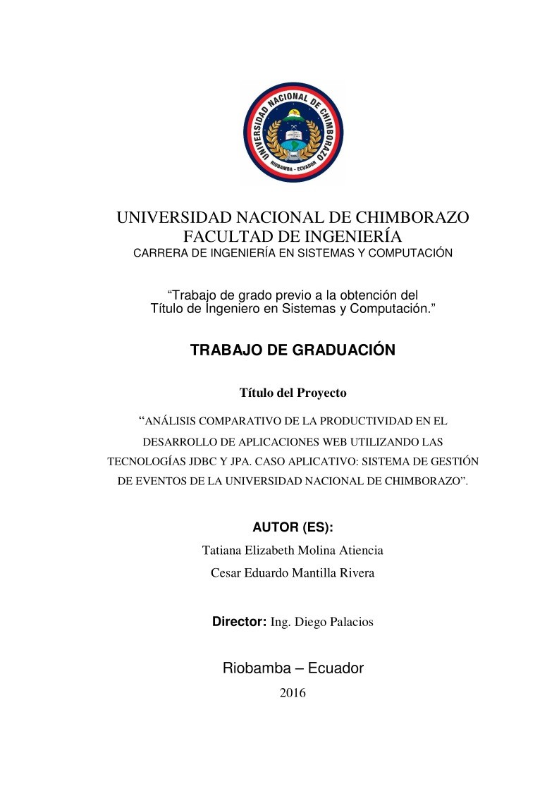 Imágen de pdf Análisis comparativo de la productividad en el desarrollo de aplicaciones web utilizando las tecnologías JDBC y JPA