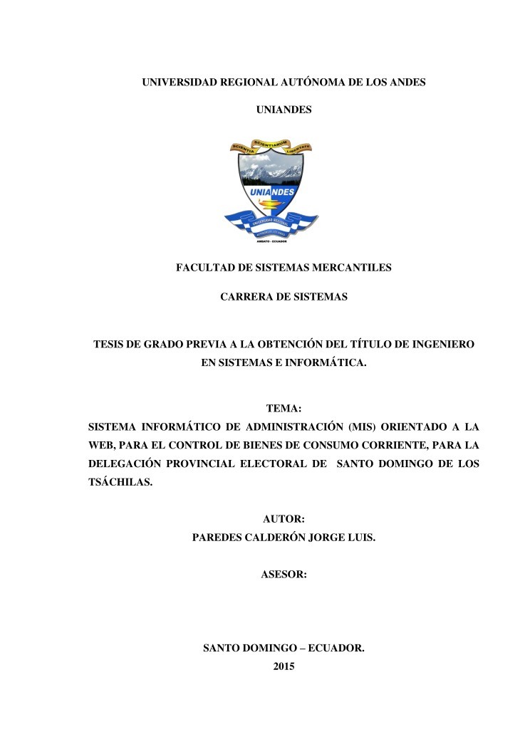 Imágen de pdf Sistema informático de administración (MIS) orientado a la web, para el control de bienes de consumo corriente