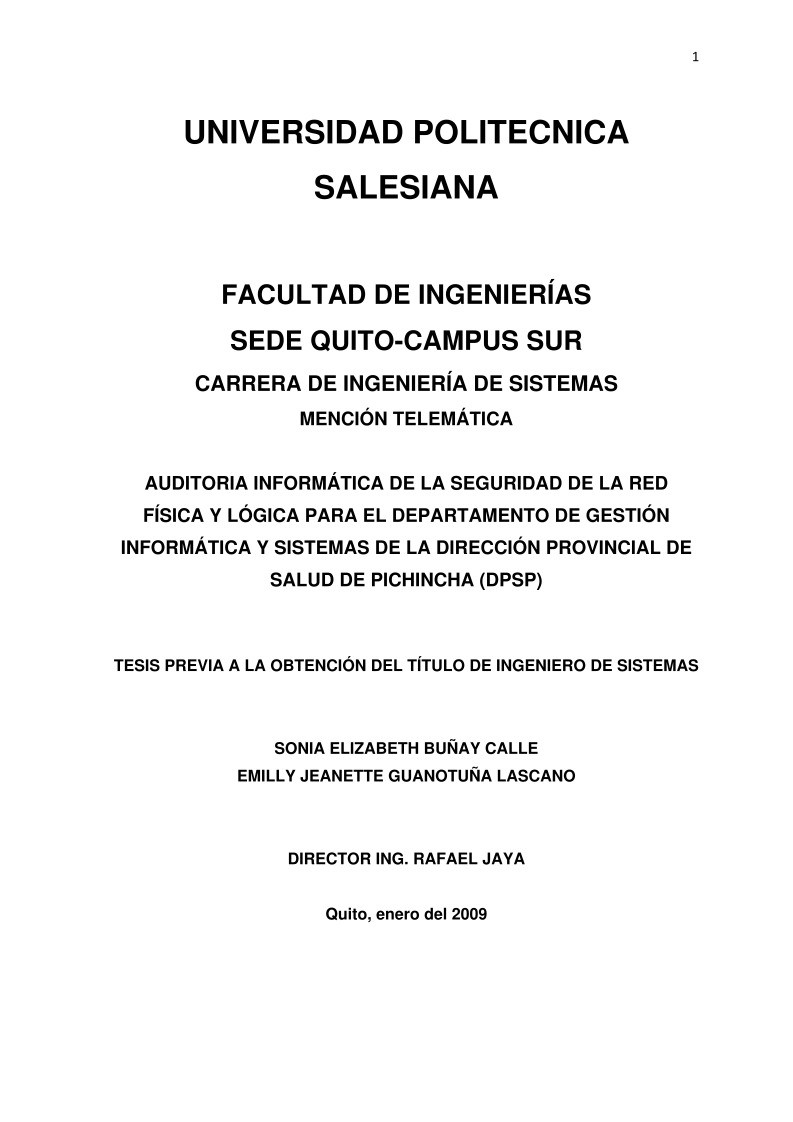 Imágen de pdf Auditoria informática de la seguridad de la red física y lógica para el departamento de gestión informática y sistemas