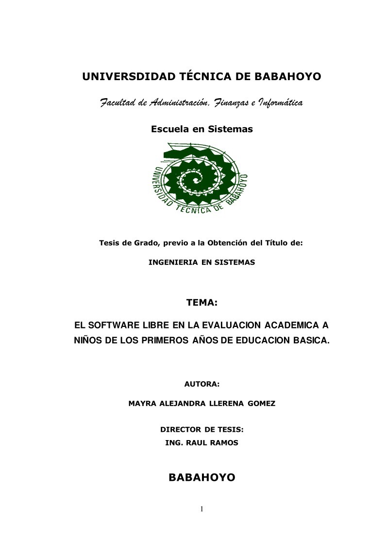 Imágen de pdf El software libre en la evaluación académica a niños de los primeros años de educación básico