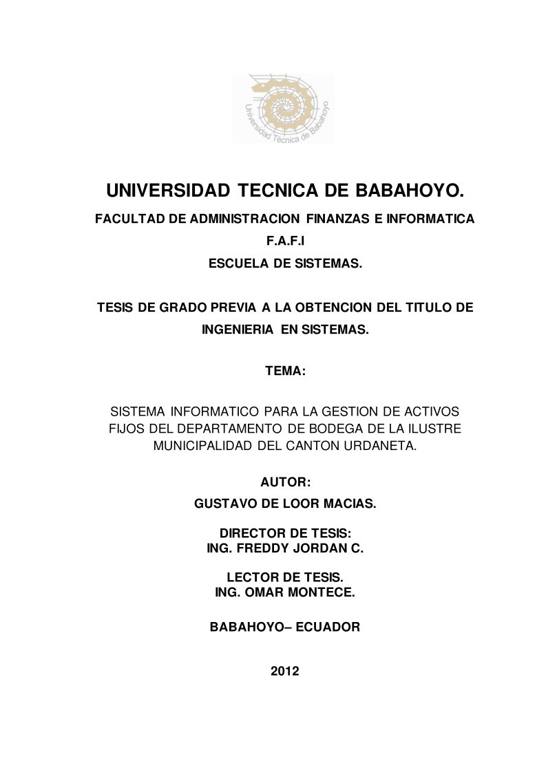 Imágen de pdf Sistema informatico para la gestion de activos fijos del departamento de bodega de la ilustre municipalidad del canton urdaneta