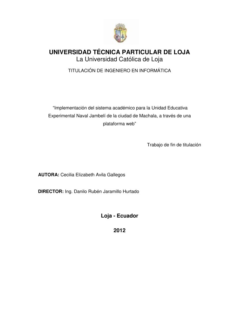 Imágen de pdf Implementación del sistema académico para la Unidad Educativa Experimental Naval Jambelí de la ciudad de Machala, a través de una plataforma web