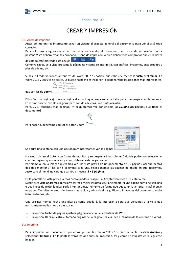 Imágen de pdf Crear y Impresión Word 2016 - Lección 09