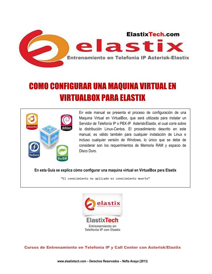 Imágen de pdf Como configurar maquina virtual en Virtualbox para Elastix