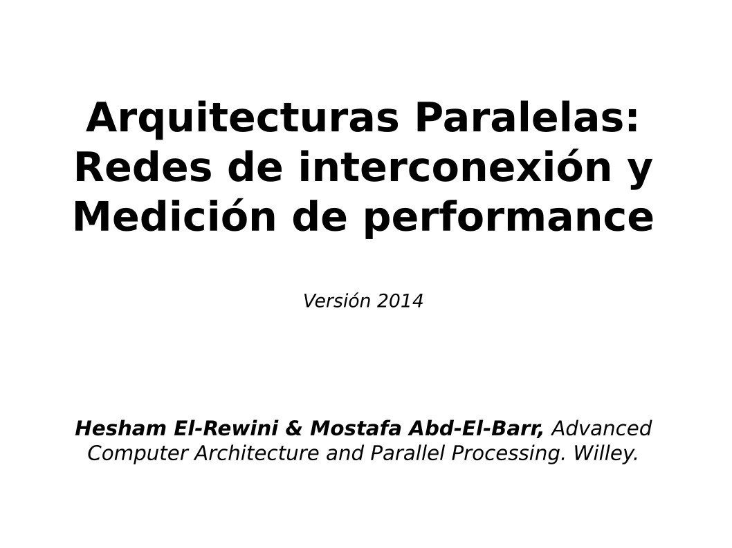 Imágen de pdf Arquitecturas Paralelas: Redes de interconexión y Medición de performance