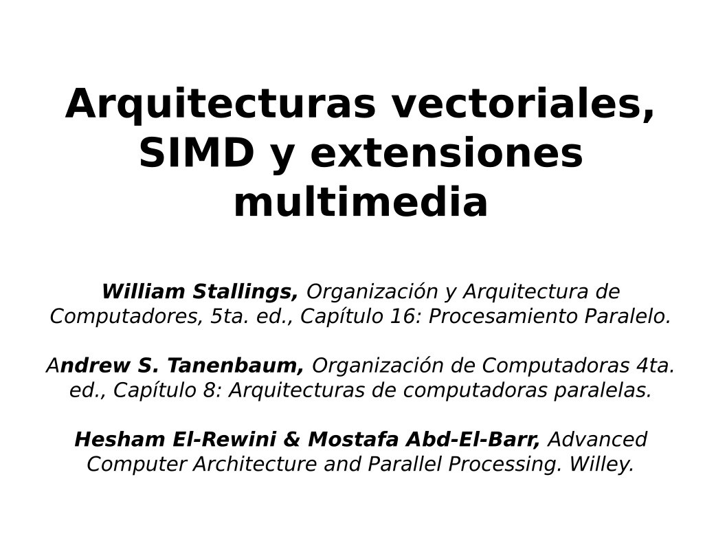 Imágen de pdf Arquitecturas vectoriales, SIMD y extensiones multimedia
