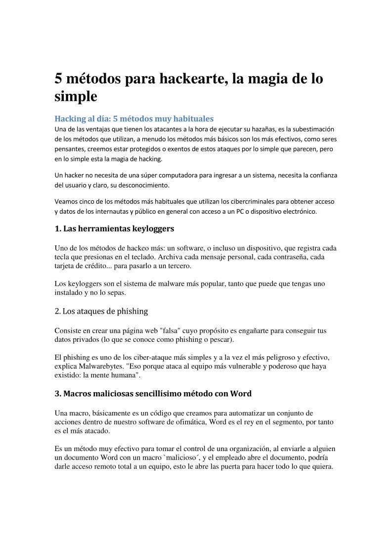 Imágen de pdf 5 métodos para hackearte, la magia de lo simple