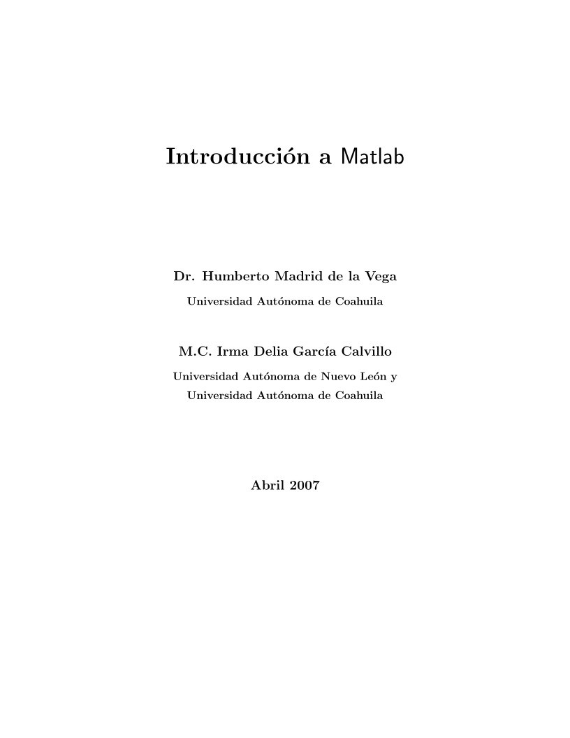Imágen de pdf Introducción a Matlab