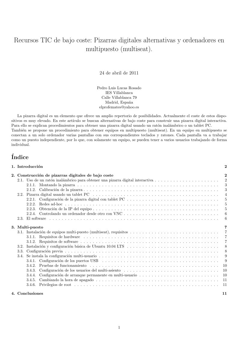 Imágen de pdf Recursos TIC de bajo coste: Pizarras digitales alternativas y ordenadores en multipuesto (multiseat)