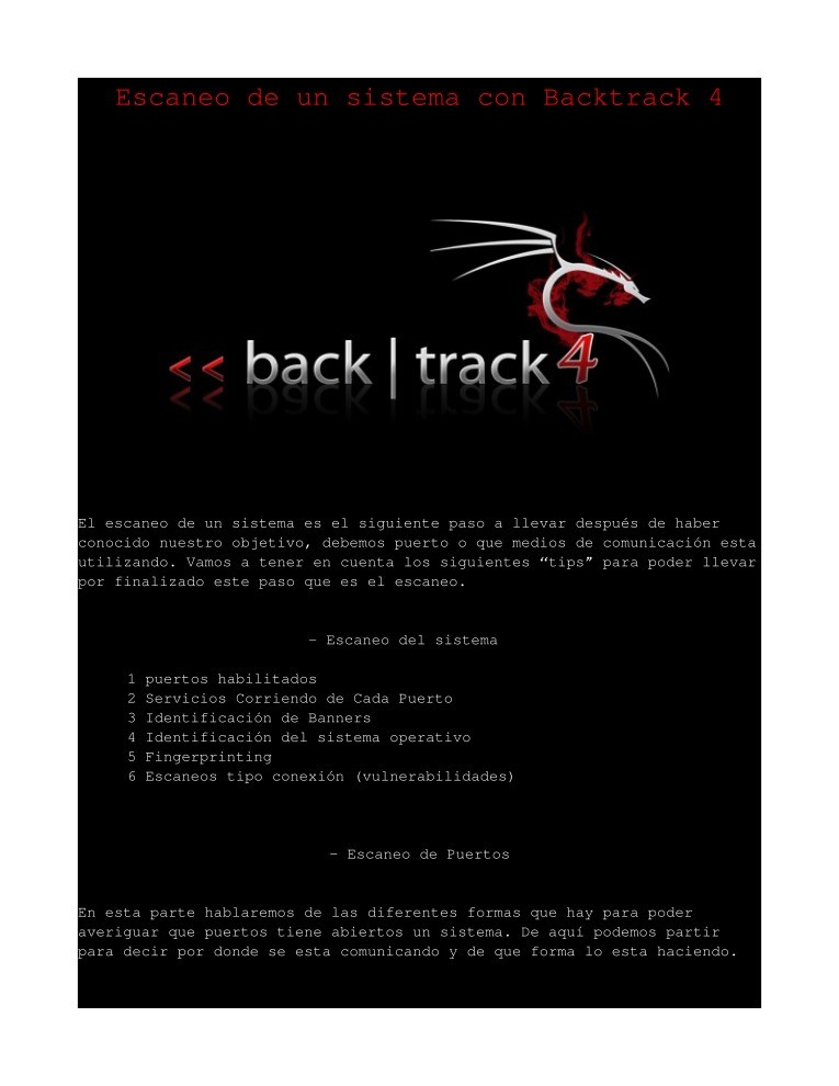 Imágen de pdf Escaneo del sistema - Backtrack 4