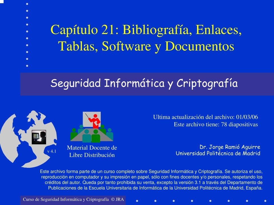 Imágen de pdf Capítulo 21: Bibliografía, Enlaces, Tablas, Software y Documentos - Seguridad Informática y Criptografía