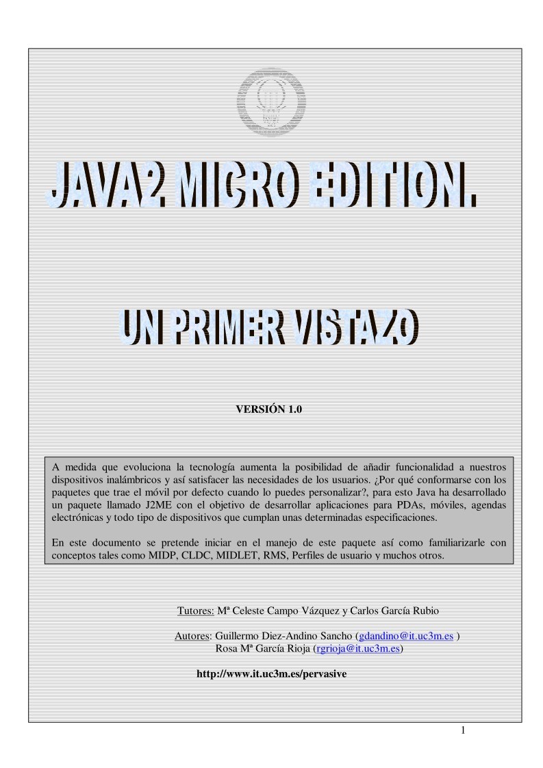 PDF de programación - Java2 Micro Edition, un primer vistazo