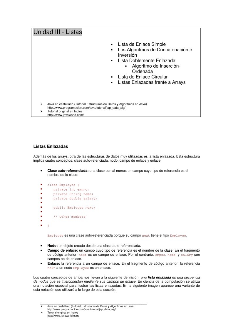 Imágen de pdf Unidad III - Listas