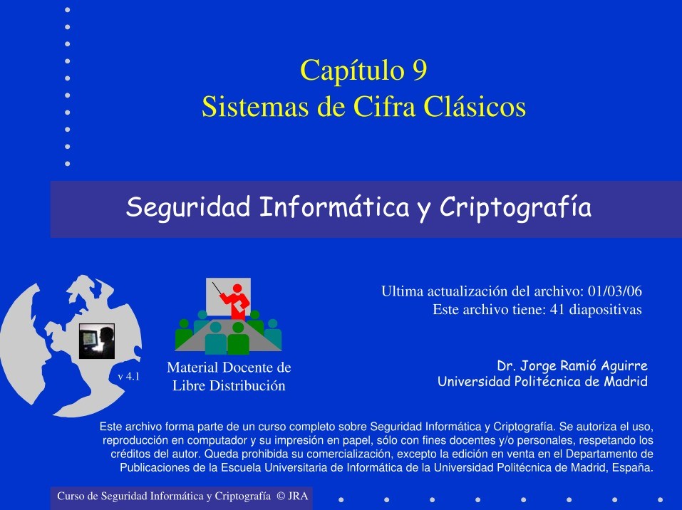 Imágen de pdf Capítulo 9 - Sistemas de Cifra Clásicos - Seguridad Informática y Criptografía