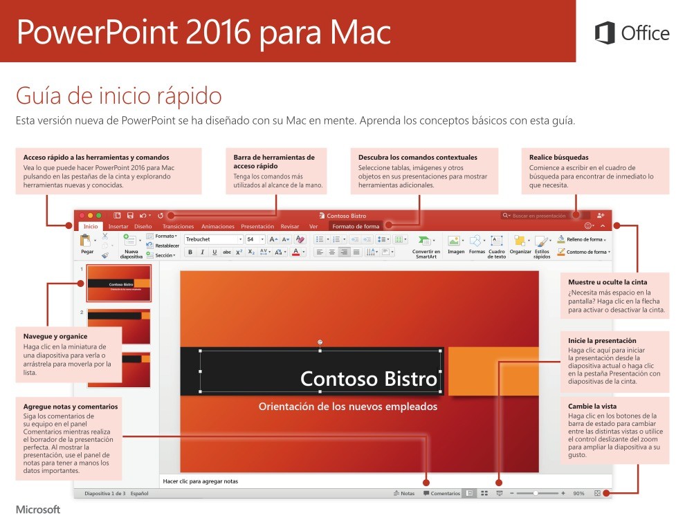 Imágen de pdf PowerPoint 2016 para Mac - Guía de inicio rápido